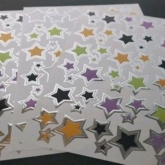 Star Stickers Vtg Halloween Purple Green Orange Black Silver Foil Outline
