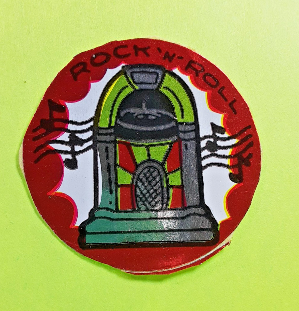 Vtg 80’s CARDESIGN Hot Spot? foil rock ‘n’ roll juke box small sticker *damaged*