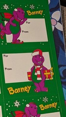 Vintage Hallmark Stickers Barney The Purple Dinosaur Christmas Lot 2 Sheets