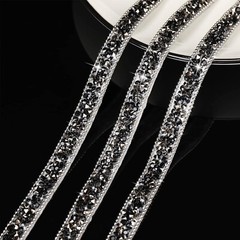 1X 108″ x 0.4″ Black Bling Rhinestone Crystal Diamond DIY Decor Sticker Decal #C