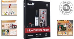 High-Quality 120 Sheet Glossy Sticker Paper – 8.5×11 Inches for Inkjet Printers