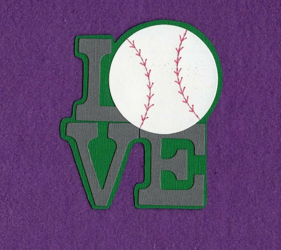LOVE BASEBALL SOFTBALL sports title die cuts scrapbook cards