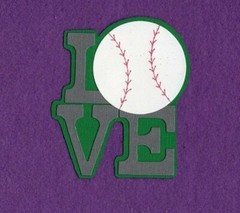 LOVE BASEBALL SOFTBALL sports title die cuts scrapbook cards