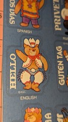 Vintage American Greetings Stickers Teddy Bears Saying Hello Foreign 1 Sheet
