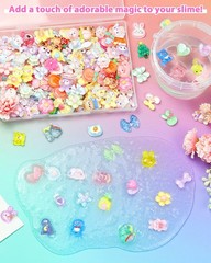 100PCS FIVEIZERO Cute Slime Charms Bulk Set – Kawaii 0.6–1.2 inches, Purple
