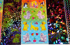 VINTAGE LOT LISA FRANK STICKER STRIP BUBBLE CRYSTAL PRISM HORSES KITTIES PUPPIES