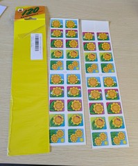 Vintage Carson-Dellosa Stickers, Open Package, Sunflowers, 2 Sheets With Backing