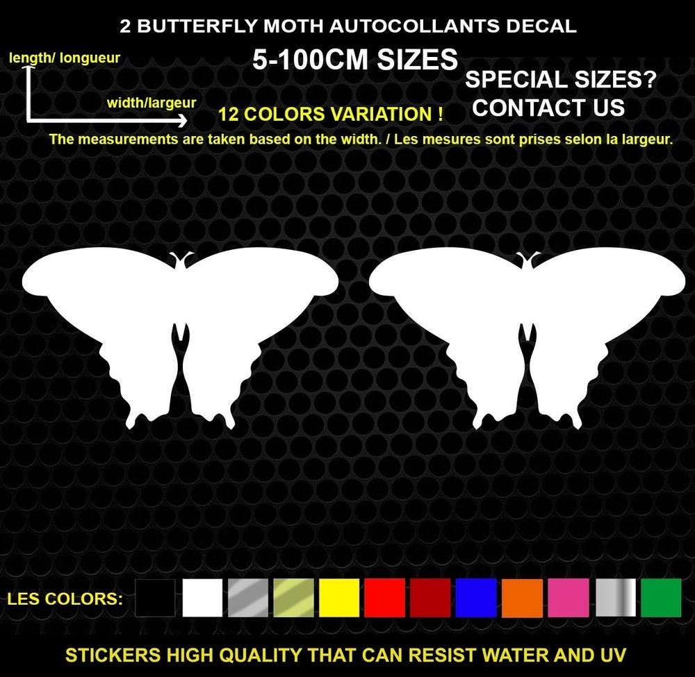 2 Butterfly Moth Decorative Stickers – Vehicles &Accessories, 2 Piece Set