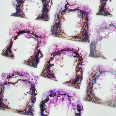 Purple Floral Garden Archway Stickers Junk Journal Collage Scrapbooking