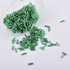 2000 Glass Tube Bugle Beads 2X7mm Green Silver-Lined + Storage Box