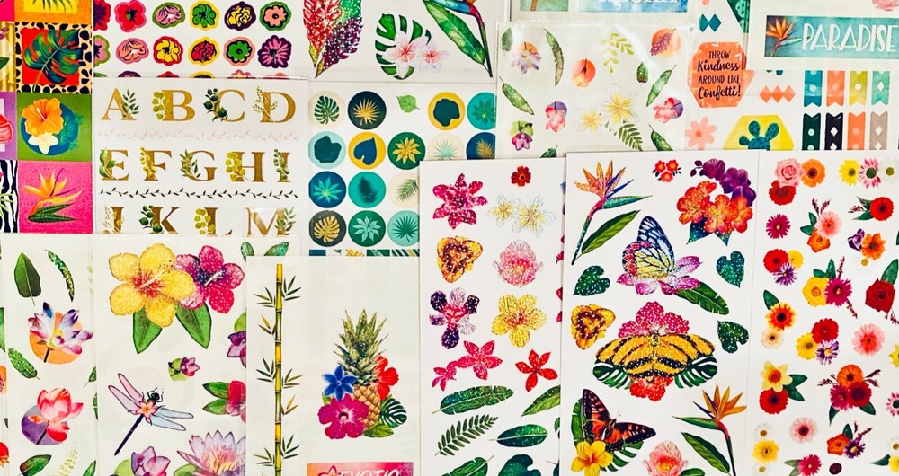 199+ Stickers THEMED Birds Rose Botanical Wild Flowers Butterfly Nature Plants