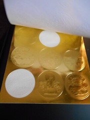 52 VTG Standard Publishing Embossed GOLD FOIL Seal Stickers Christmas Holiday