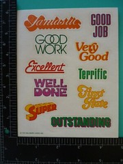Vtg 1979 Hallmark Stickers WORDS & PHRASES (2) Complete Sheets Retro Fonts