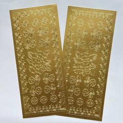 🌼 Vintage 90s 2 sheets Elegant GOLD FOIL Flower STICKERS outline floral borders