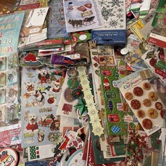 Enormous Christmas Scrapbooking Lot Stickers Buttons Crafting Thousands