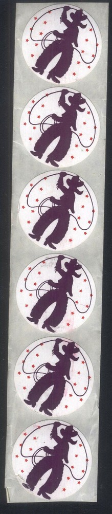 Very First Lisa Frank Sticker Cowboy & Lasso from Late 1970s Unused Group of 6