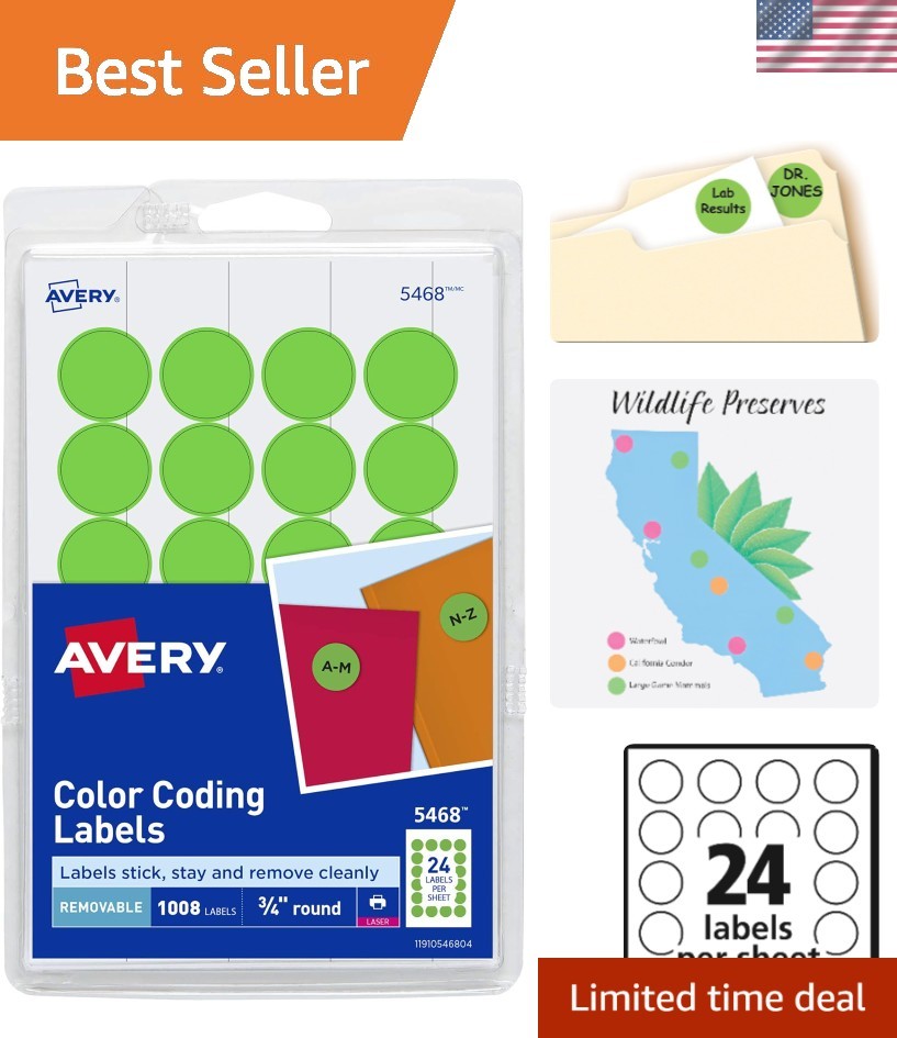 Neon Green Removable Circle Stickers – 18 Packs of 5468 for Quick Identification