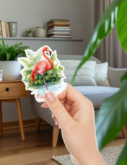 Wading Flamingo Die Cut Vinyl Stickers Scrapbooking Laptop Waterbottle