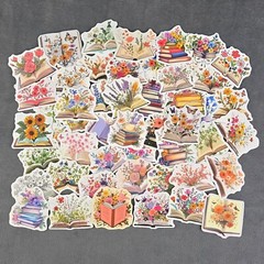 Love Reading Books w/ Flowers Stickers – Set of 10 Floral Bookish Stickers