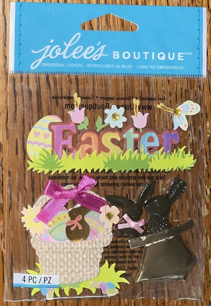 RAREJolees EASTER Chocolate Bunnies Bunny Rabbit Eggs Flowers Basket 3D Stickers