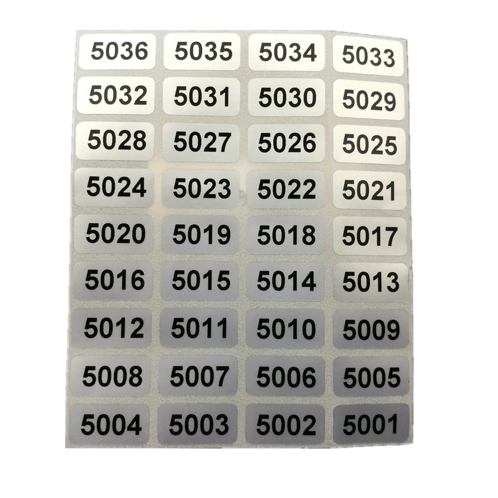 Black on Silver Labels, Consecutive Sequential Numbering Stickers 1000