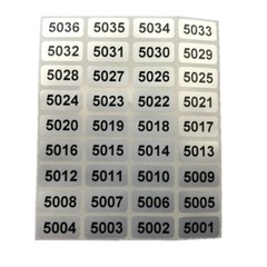 Black on Silver Labels, Consecutive Sequential Numbering Stickers 1000