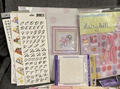 Large Baby Girl Pink Scrapbook Lot: Book, Sheets, Papers, Stickers & More. NEW