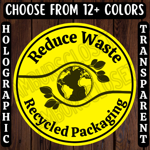 40 RECYCLED PACKAGING STICKERS 2″ LABELS SHIPPING THANK YOU SCRATCH RESISTANT