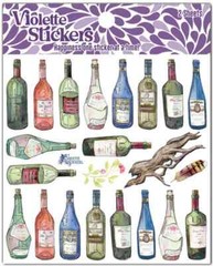 Violette Stickers 2 Sheets Rustic Wine Bottles Drift Wood Various Shapes Colors