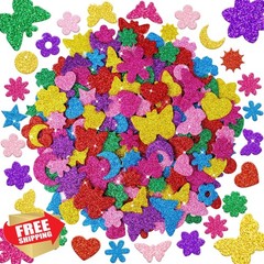 Auteard 700pc Glitter Foam Stickers Butterfly Flower Moon