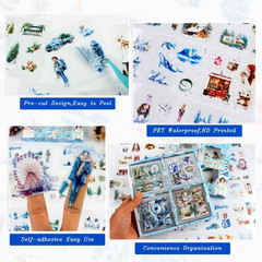 430Pcs Scrapbook Winter Landscape Stickers Set for Scrapbooking Supplies, Aesthe