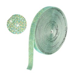 Self Adhesive Rhinestone Strips 6 Yards 0.45 Inch for Craft,Dark Green AB