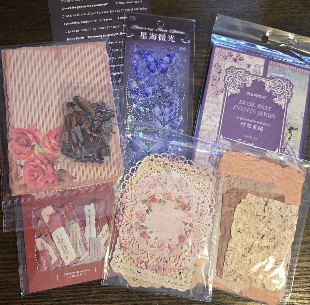 150+ Pc Junk Journal Bundle Nature Birds Butterfly Scrapbook Papers Stickers Lot