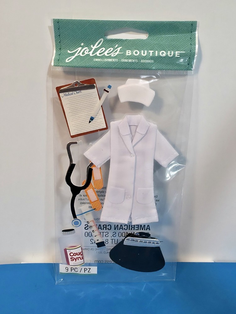 FREE SHIP Jolees CUTE NURSE Scrapbook Dimensional Stickers STETHOSCOPE BAND-AID