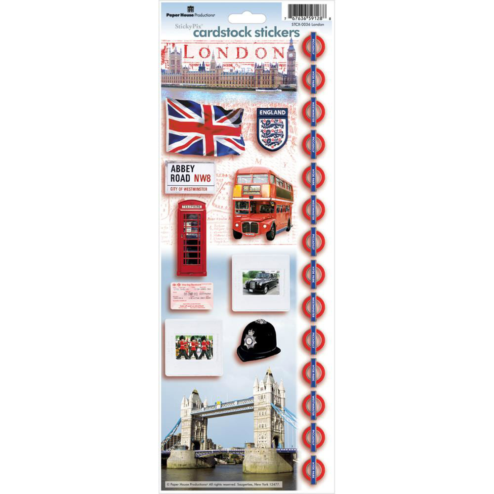 Scrapbooking Stickers Paper House 13″ London Tour Bus Guards Phone Booth Flag