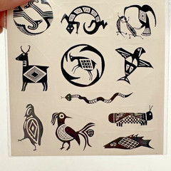 Vintage Astroline Southwest Stickers Mimbres Art Black and White 2 sheets NOS
