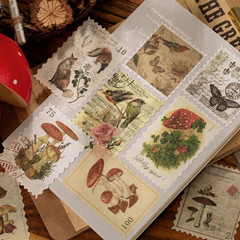 60Pcs Vintage Postage Stamp Stickers, Aesthetic Sticker for Scrapbooking, Journa