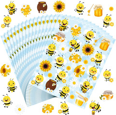 500 Pieces Bee Theme Stickers for Kids Honey Stickers Cute Waterproof Summer Bee