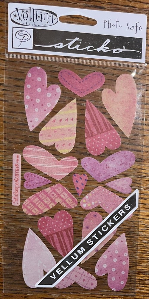 Sticko Vellum Hearts Pink & Peach Love Valentines Wedding Scrapbook Stickers