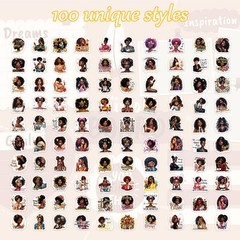 MENIFEND Black Girl Stickers 100pc