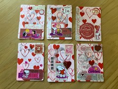 Peanuts Snoopy Valentine Handcrafted Altered Playing Cards Junk Scrapbooking