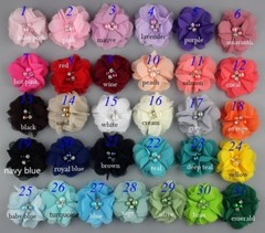 DIY Chiffon Fabric Flower with Pearls and bling Rhinestone Embellishment Craft