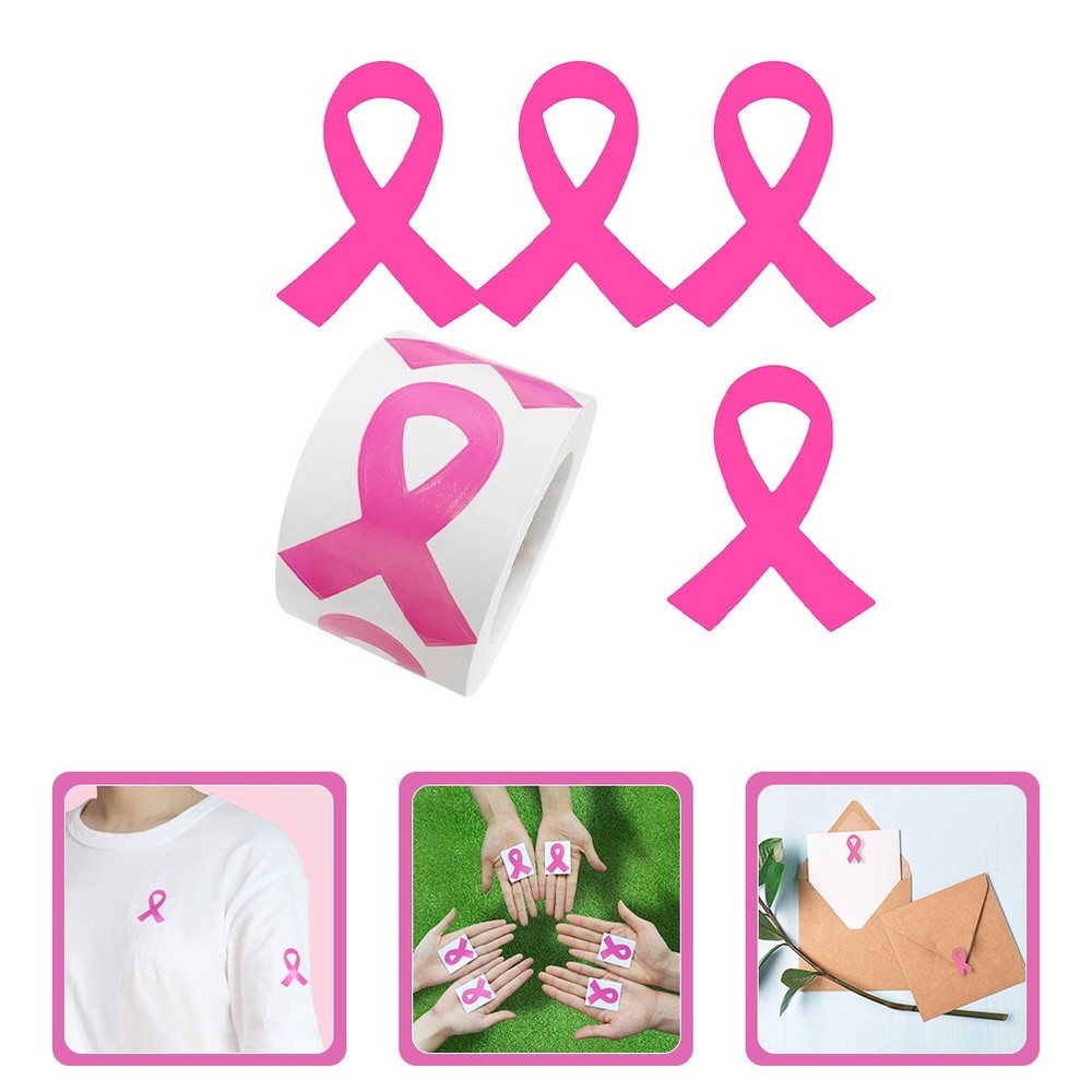 320Pcs Breast Cancer Awareness Pink Ribbon Stickers for DIY Decorations
