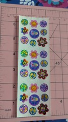 Vintage Sandylion Stickers Peace Signs Flowers 1 Strip Of 3 Modules