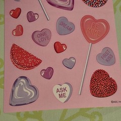 Valentines Day Cute Heart Candy Love Theme Sticker Sheet Junk Journal Crafts