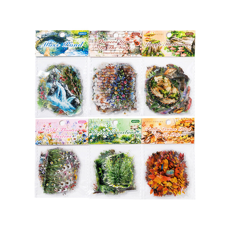 40Pcs Nature Scenery PET Stickers Junk Journal Planner DIY Scrapbooking Collage