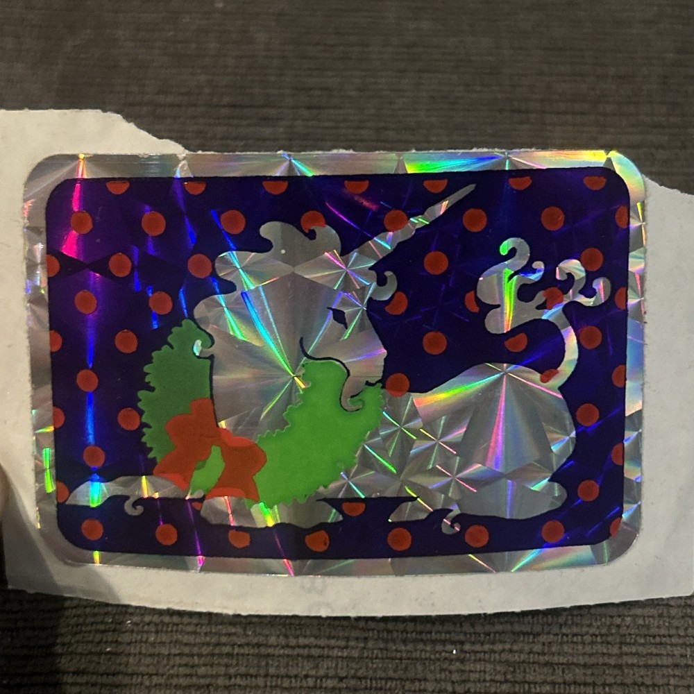 Vintage 80’s Holographic Prism Vending Unicorn Purple With Pink Polka Dots