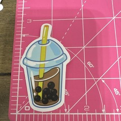 Bubble Tea Boba & Milk Tea Drink Stickers, Multicolor Food & Drink, Set of 4