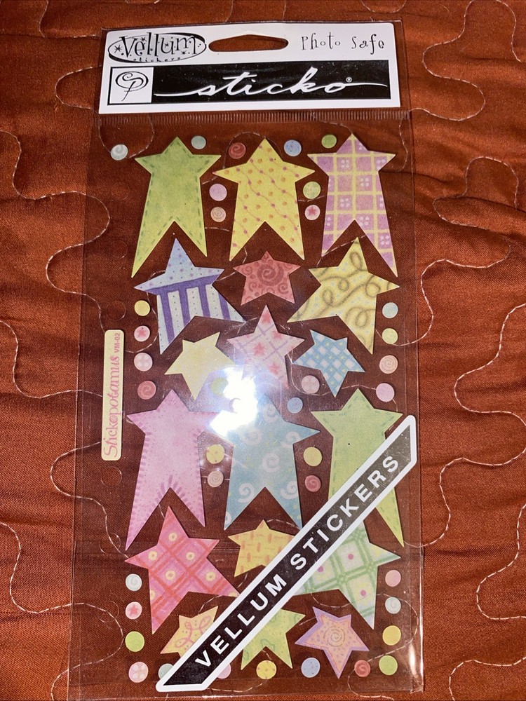 1 EK Sticko Vellum Pastel Stars Stickers Fabric Patterns Dots Starry