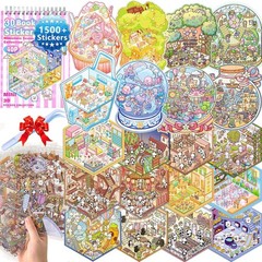 3D Sticker Spiral Book Activity – 20 DIY Scene Sets (1500+ Stickers) , Tweezers
